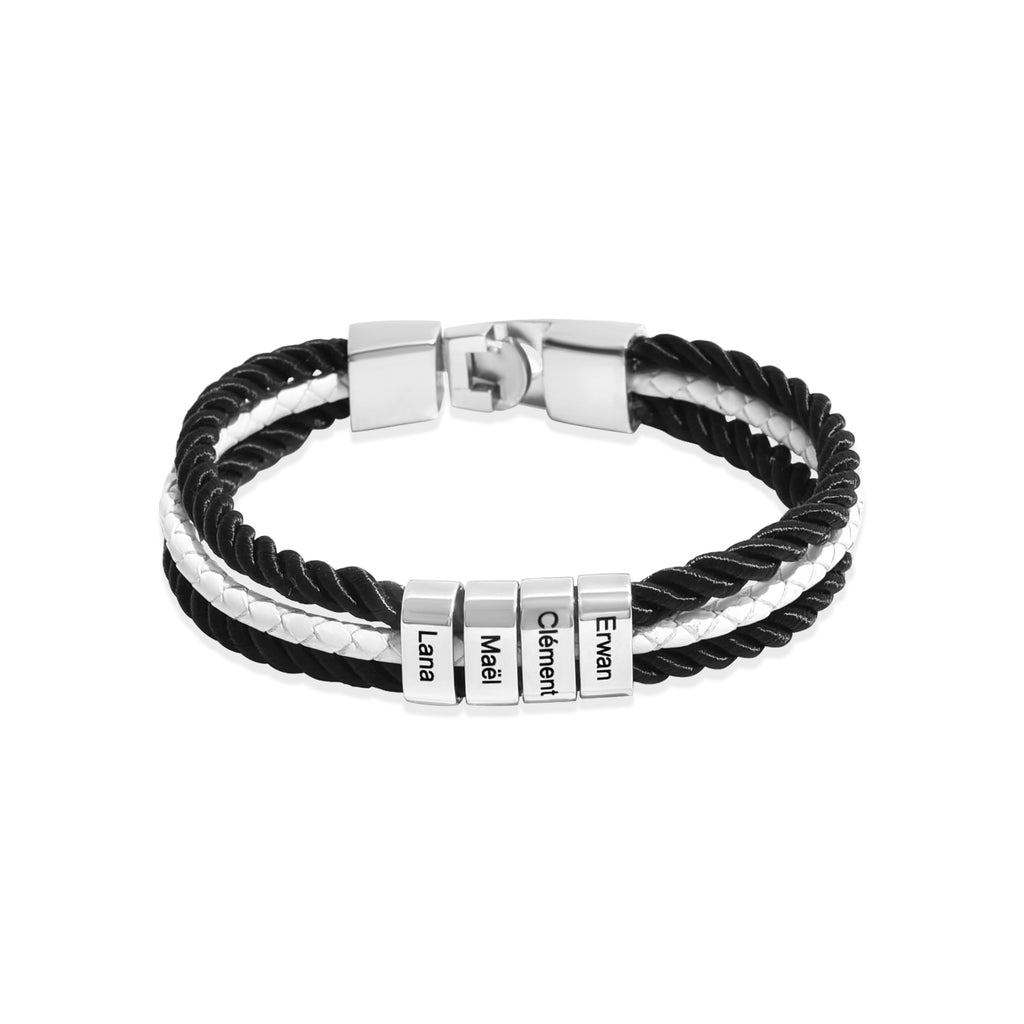 Men's Personalised Braided Leather Bracelet with Pendants