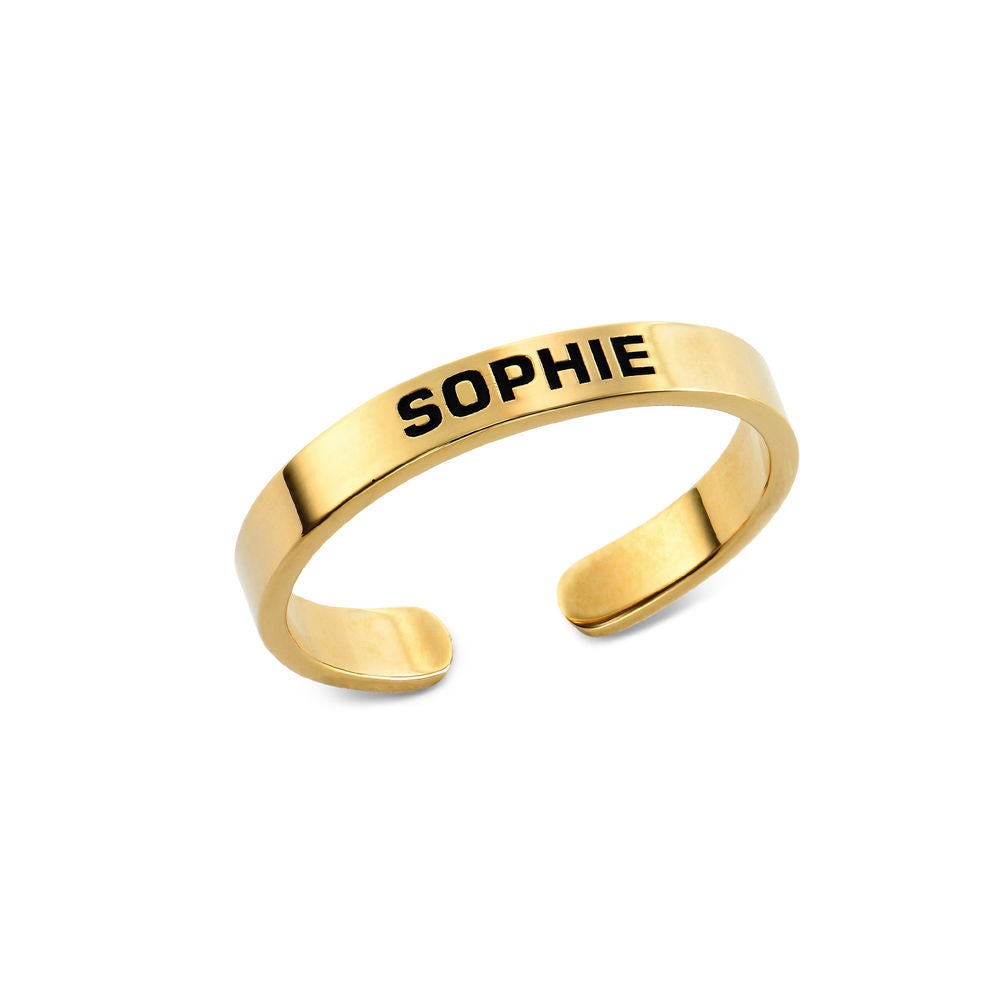 Open Cuff Adjustable Engraved Name Ring